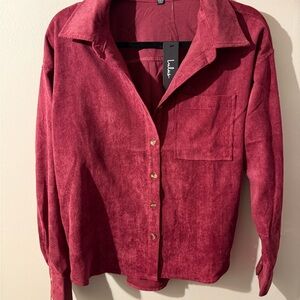 Lulus Small Burgundy Button-Down Shirt NWT